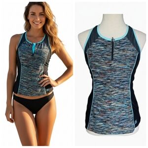 Multicolor Tankini Top Bikini Top Swim Top Women's Size Large From Zero Xposure